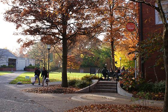 Photo of Cafe Rachel on Chatham University's Shadyside Campus, during autumn